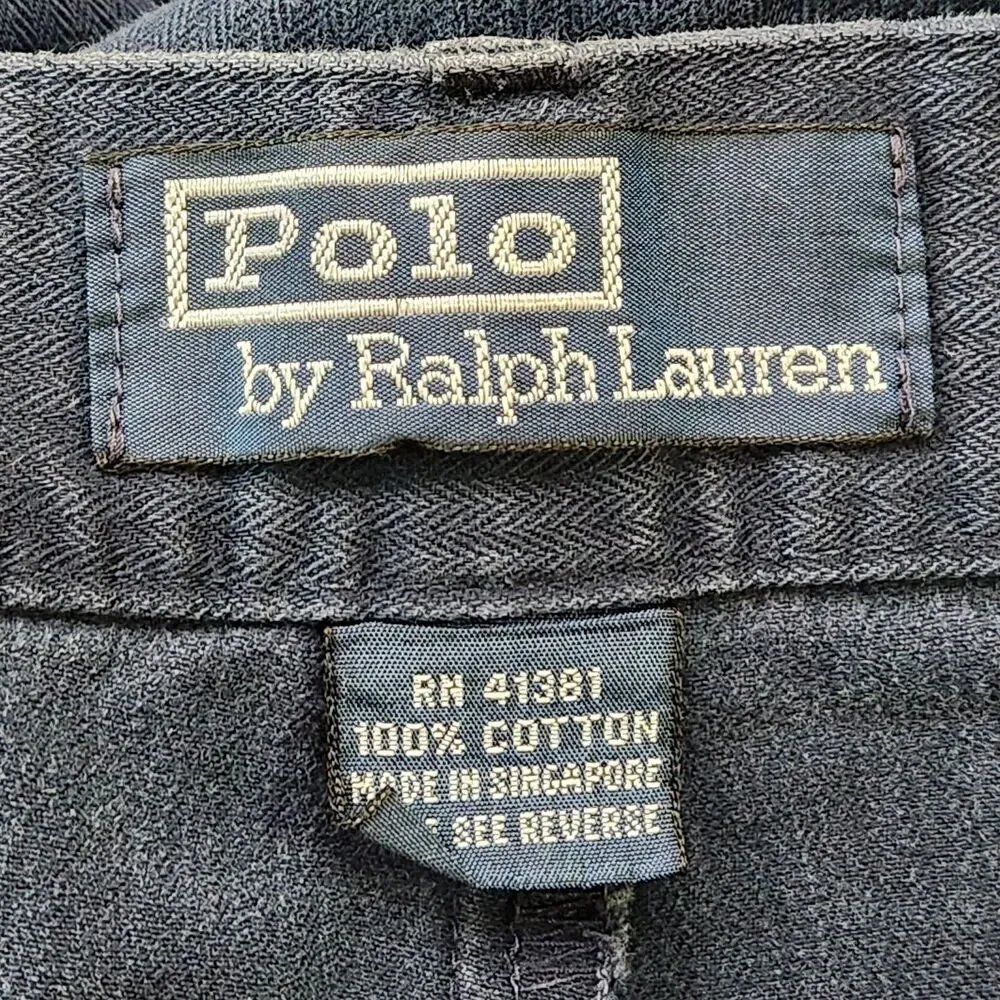 VTG Polo Ralph‎ Lauren Men's Herringbone Flat Front Chino Pants Blue Size 38x32